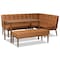 Baxton Studio Sanford Mid-Century Modern Tan Faux Leather and Walnut Brown Finished Wood 4-Piece Dining Nook Set 184-11346-11348-9305-Zoro - alternate 1